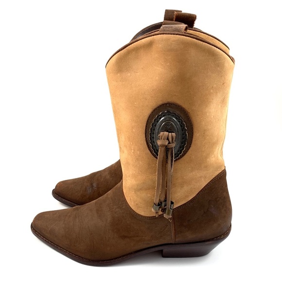 VTG DINGO brown suede cowgirl boots w/ tassels - Picture 2 of 13